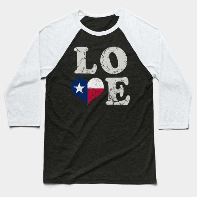 Love Texas Flag Home Family Texan Baseball T-Shirt by E
